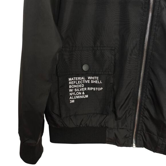 NASA Bomber Jacket Mens Large Black Windbreaker Full Zip USA Patch Halloween - Picture 5 of 11